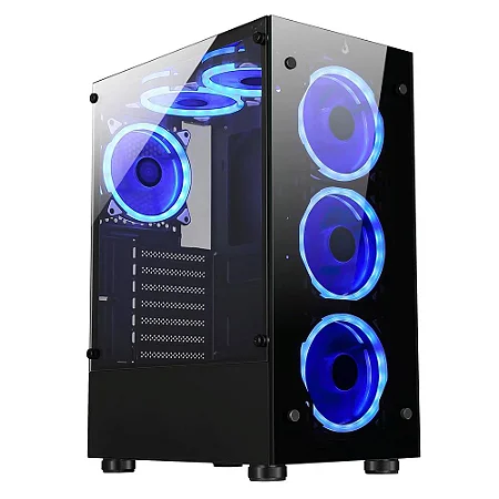 Gabinete Gamer Rise Mode Glass - Mid Tower, USB 2.0+3.0, Lateral e Frente Vidro, S/ Fan