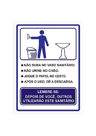Placa de Sinalização Sanitário com Regras Educativo Masculino