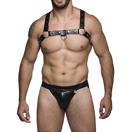 Cueca Jockstrap Couro Aberta
