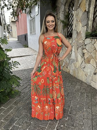 Vestido longo estampado