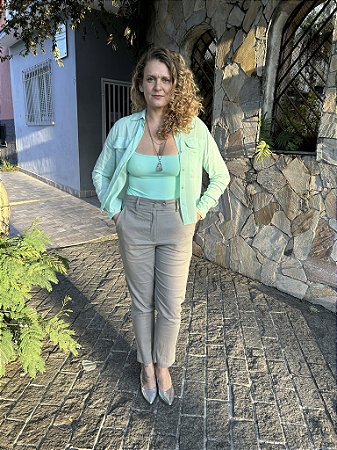 Calça skinny de linho com elastano