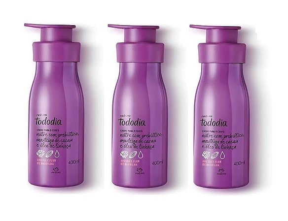 Combo 3 Hidratante Corporal Natura Tododia 400ml - Ameixa e Flor de Baunilha