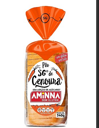 Pão Sem Glúten de Cenoura sem acucar  AMINNA - 340g