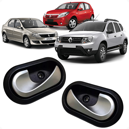 Par Kit Maçaneta Puxador Abridor Porta Duster Sandero Logan