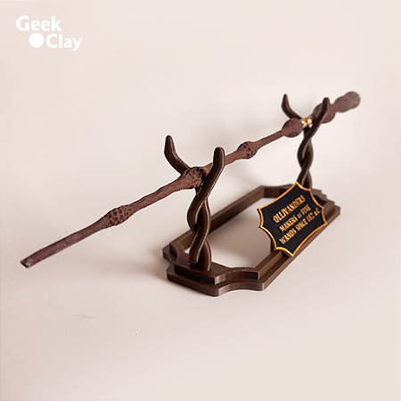 Suporte Expositor de Varinha Harry Potter Madeira Luxo Decoração Geek Hogwarts