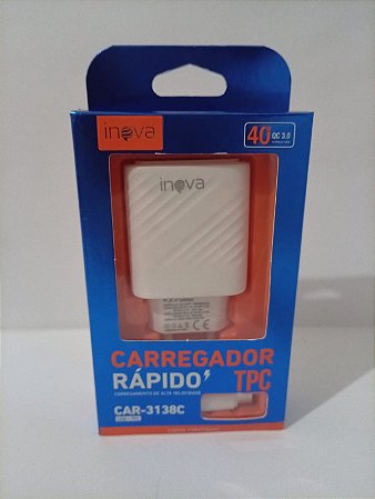 Carregador Rápido TPC Inova 40W QC 3.0