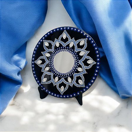 🔵 Mandala Azul com Espelho: Reflexo da Alma