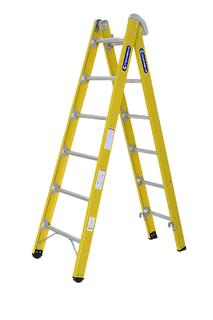 ESCADA COGUMELO FIBRA DE VIDRO TESOURA EXTENSIVEL TE-6-10 AMARELA