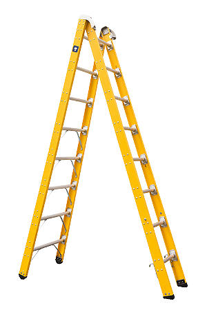 ESCADA COGUMELO FIBRA DE VIDRO TESOURA EXTENSIVEL TE-8-14 AMARELA