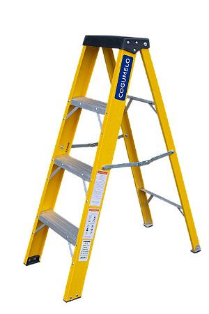 ESCADA COGUMELO FIBRA DE VIDRO TESOURA RF-3 AMARELA