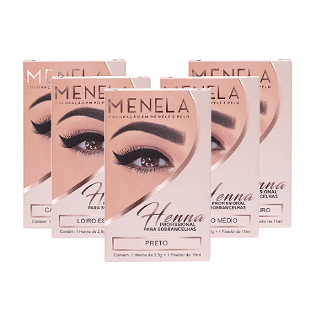 Henna para Sobrancelha Cores Variadas 2,5g - Menela