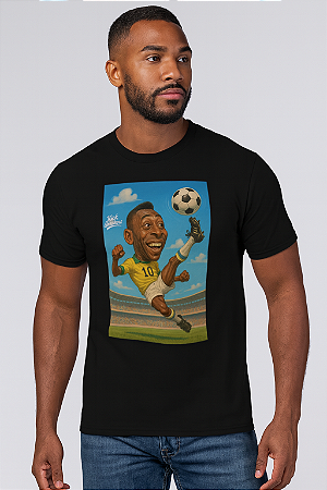 “Camiseta Kick Sneakers – Pelé Eterno em Caricatura Exclusiva”