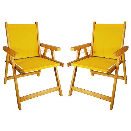 Kit - 2 Cadeira De Madeira - Amarelo