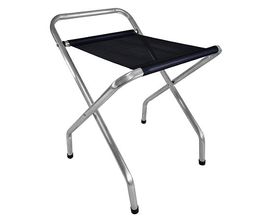 Suporte De Malas Alumínio Com Encosto Dobrável Hotel Até 100kg Preto - 648 Zaka