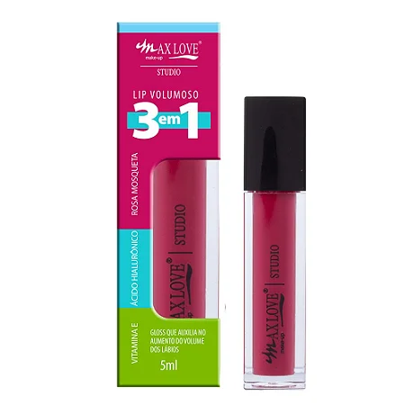 Gloss Labial Max Love Lip Volumoso 3 em 1