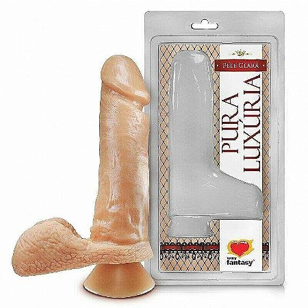 Prótese Realística com Escroto e Ventosa 17 cm x 4,5cm