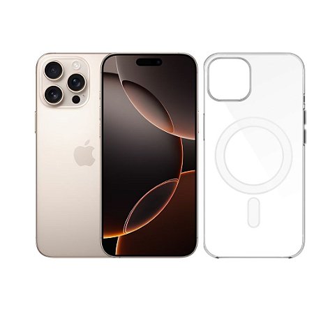 Capa Transparente MagSafe Para iPhone 16 Pro Max Carregamento Por Indução