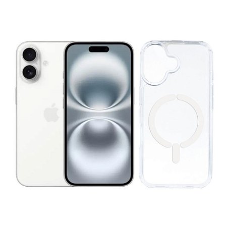 Capa Transparente MagSafe Para iPhone 16 Plus Carregamento Por Indução