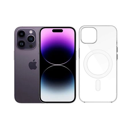 Capa Transparente MagSafe Para iPhone 14 Pro Carregamento Por Indução