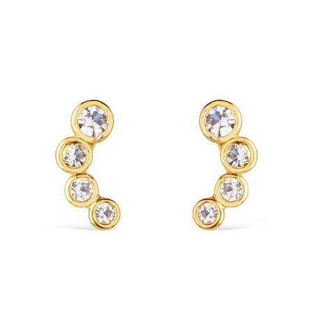 Brinco Dourado com 4 Pontos de Luz em Zircônia