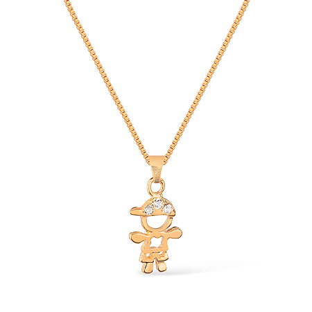 Colar Dourado Filho com Zircônia