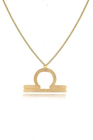 Colar Personalizado Signo De Libra Folheado Em Ouro 18k