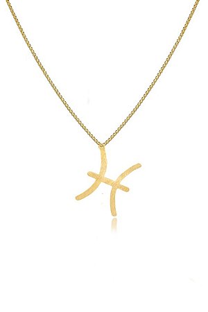 Colar Personalizado Signo De Peixes Folheado Em Ouro 18k