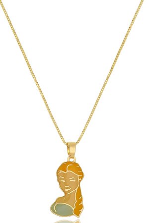 Colar Personalizado Elsa Frozen  Folheado Em Ouro 18k