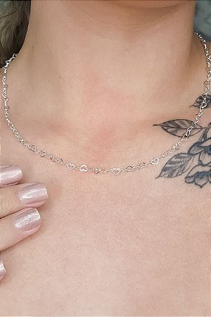 Colar Corrente De Coração Em Prata 925