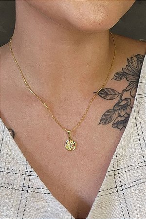 Colar Pingente árvore Da Vida Com Zircônias Coloridas Banhado Em Ouro 18k