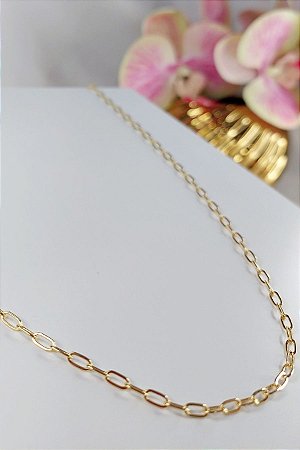 Colar Corrente Elos Intercalados Banhado Em Ouro 18k Masculino