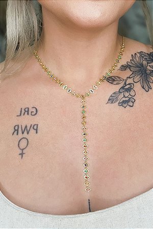 Colar Gravatinha Olho Grego Colorido