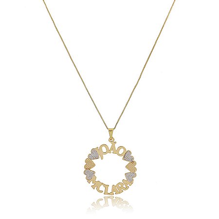 Colar Personalizado De Mandala Com Nomes De Filhos Folheado Em Ouro 18k