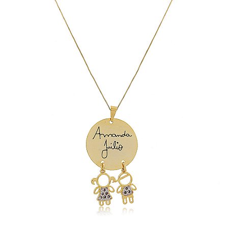 Colar Personalizado Com Nome De Filhos Nas Letras Deles Folheado Em Ouro 18k