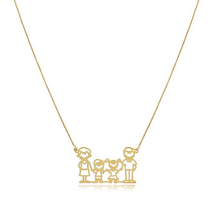 Colar Personalizado De Familia Folheado Em Ouro 18k