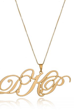 Colar Personalizado Iniciais Folheado Em Ouro 18k