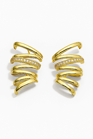BRINCO ARCO CRAVEJADO FOLHEADO A OURO 18K