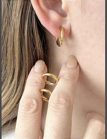 TRIO DE ARGOLAS FOLHEADAS A OURO 18K