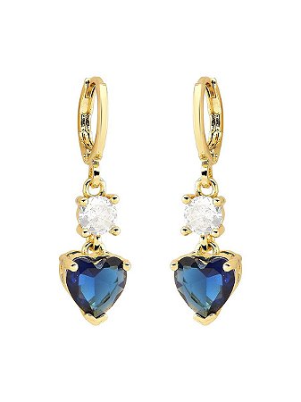 BRINCO ARGOLA SAFIRA FOLHEADA A OURO 18K