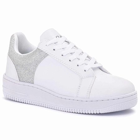 Tênis Branco Feminino Moda Brilho Tendência Festa Reveillon
