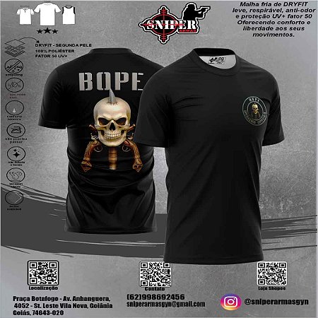 Camiseta Sniper BRASIL BOPE  Caveira Curta Oficial