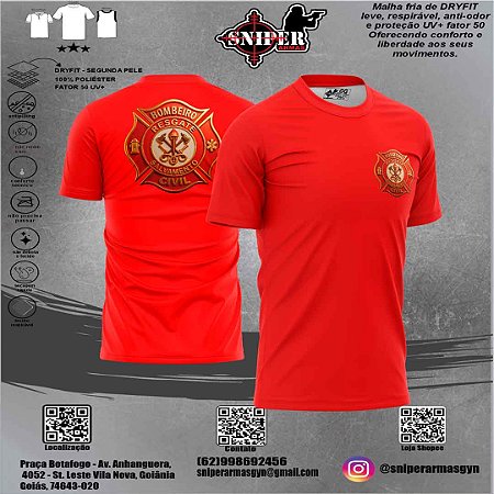 Camiseta Sniper BRASIL Bombeiro Civil 3D  Caveira