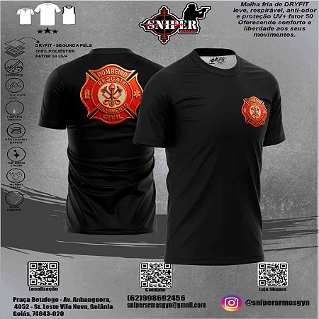 Camiseta Sniper BRASIL Bombeiro Civil 3D Preta
