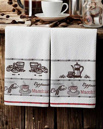 Pano de Prato Döhler Picnic Bordado à Maquina- Coleção Coffee - Organdi-fino – Tema Café