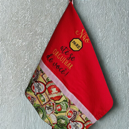 Pano de Prato Vermelho com Frase Motivacional