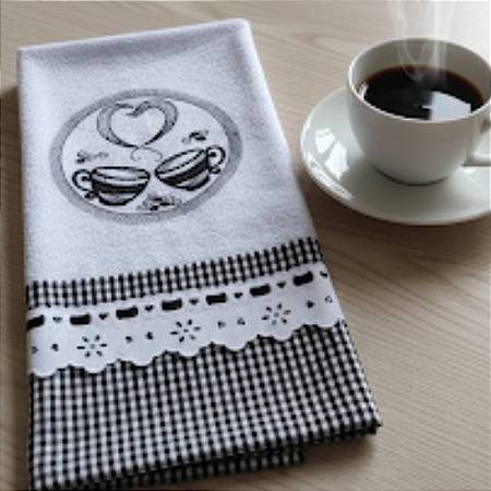 Pano de Prato Bordado Café e Afeto