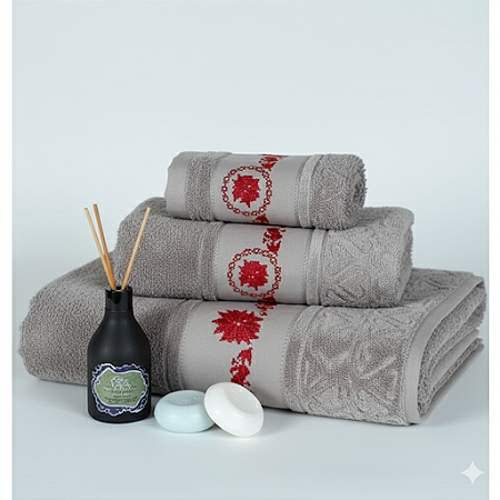 Jogo de Banho Bordado 3 Peças Organdi-fino bordado