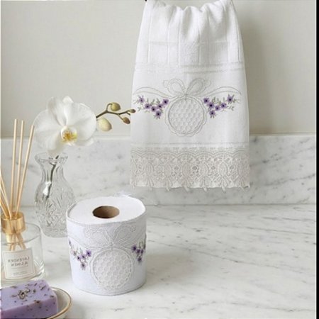 Kit Lavabo Bordado Richelieu Floral