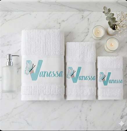 Jogo de banho 3 peças com bordado personalizado