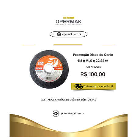 Disco de Corte 115 x 1,0 mm - Kit com 50